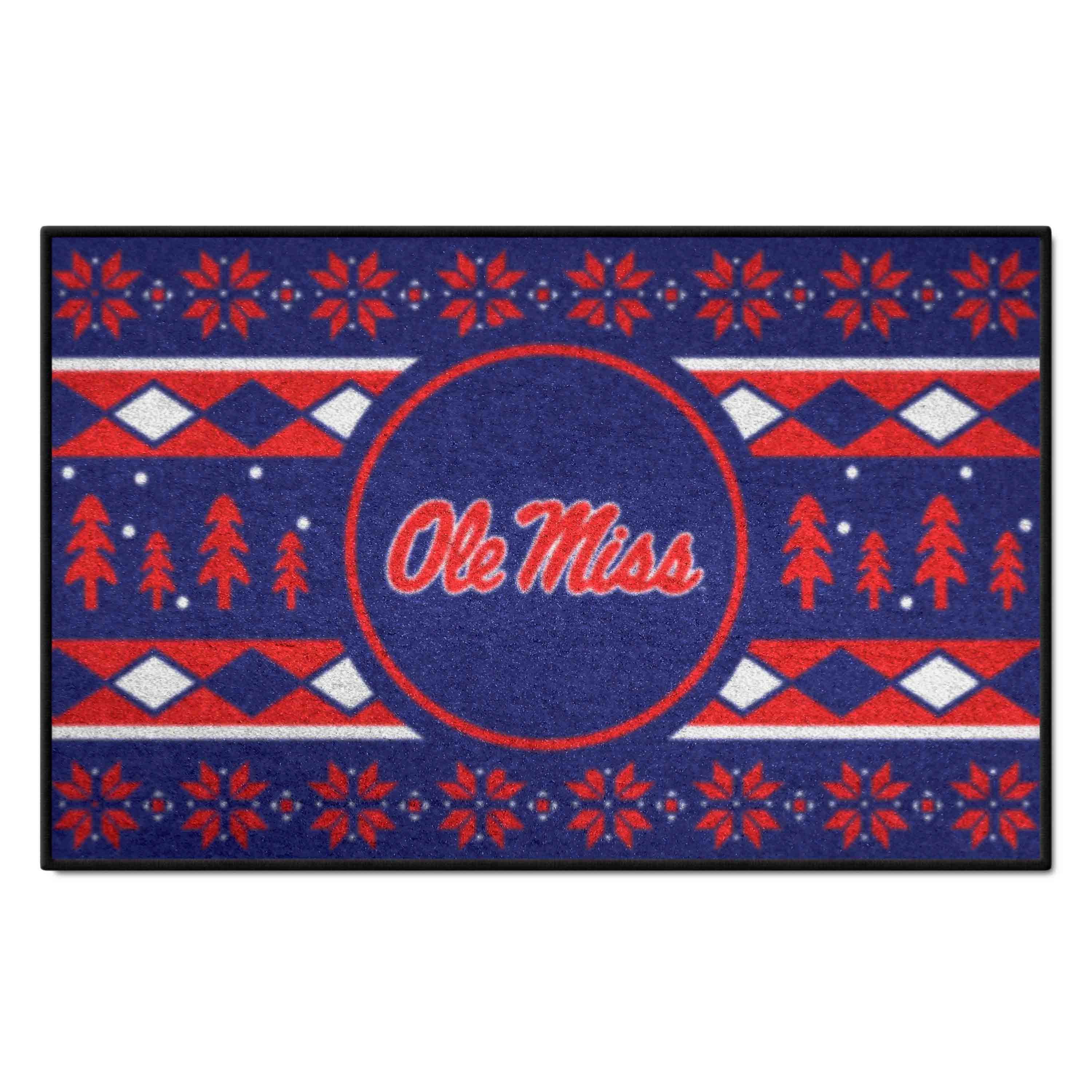 Ole Miss Rebels Holiday Sweater Starter Mat Accent Rug - 19in. x 30in. - Ole Miss
