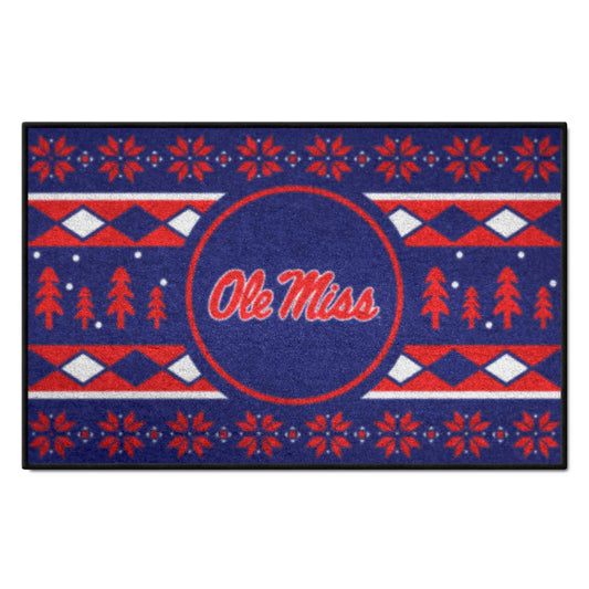 Ole Miss Rebels Holiday Sweater Starter Mat Accent Rug - 19in. x 30in. - Ole Miss