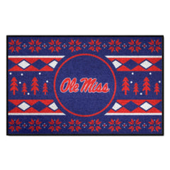Ole Miss Rebels Holiday Sweater Starter Mat Accent Rug - 19in. x 30in. - Ole Miss