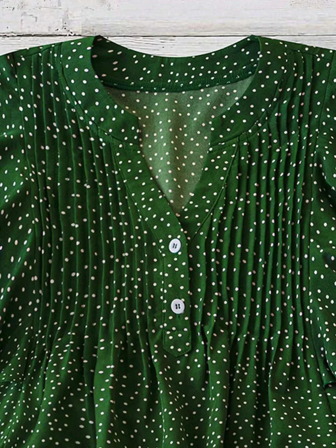 Polka Dot Notched Ruffled Cap Sleeve Blouse - Trendsi - Flyclothing LLC