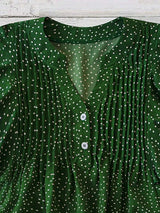 Polka Dot Notched Ruffled Cap Sleeve Blouse - Trendsi - Flyclothing LLC