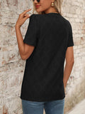 Eyelet Notched Short Sleeve Top - Trendsi - Flyclothing LLC