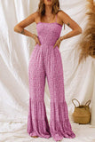 Smocked Printed Wide Strap Jumpsuit - Trendsi - Flyclothing LLC
