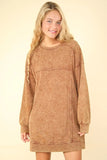 VERY J Mineral Washed Oversized Sweatshirt Mini Dress - Trendsi