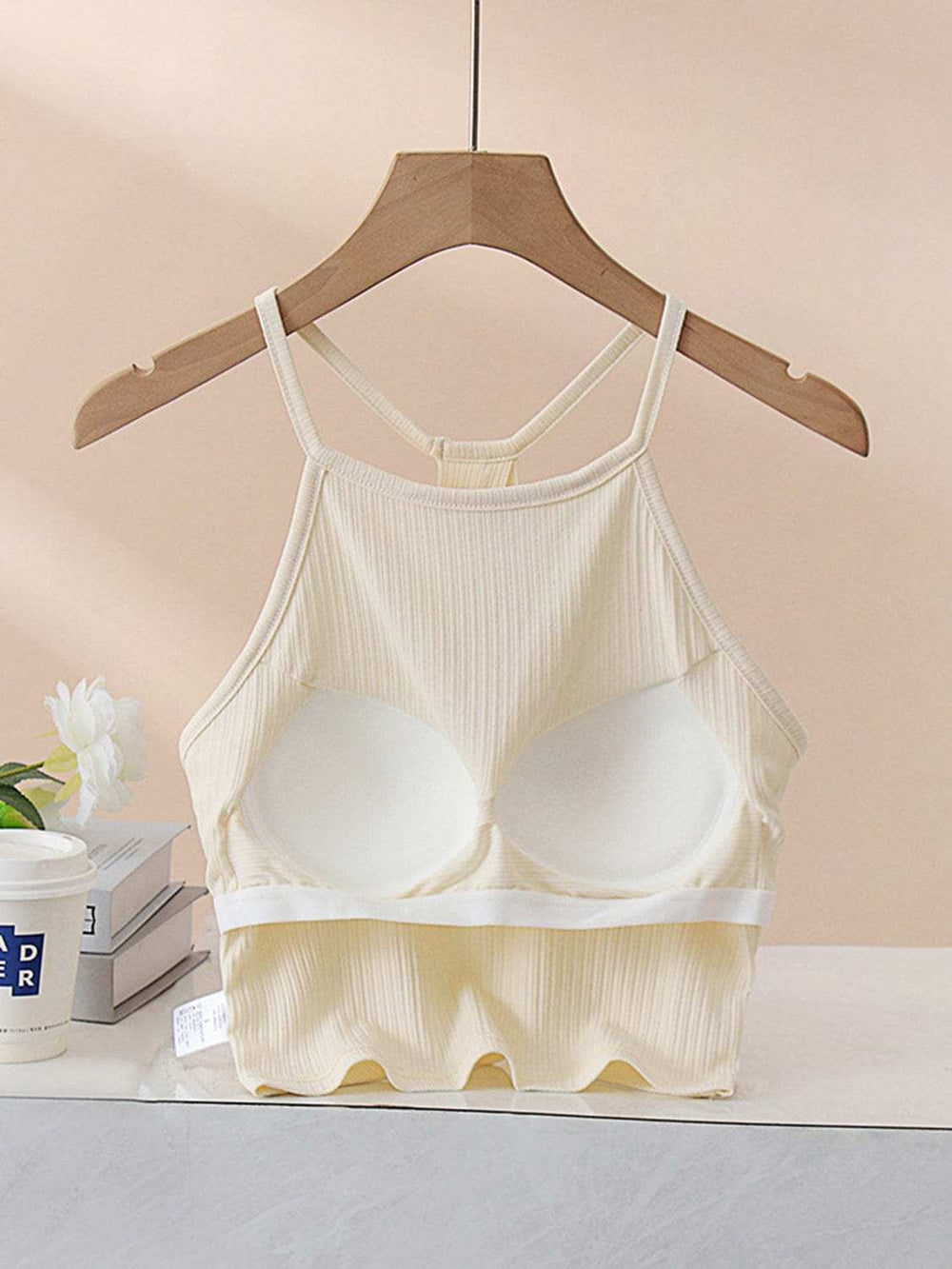 Grecian Neck Cropped Tank with Chest Pads - Trendsi - Flyclothing LLC