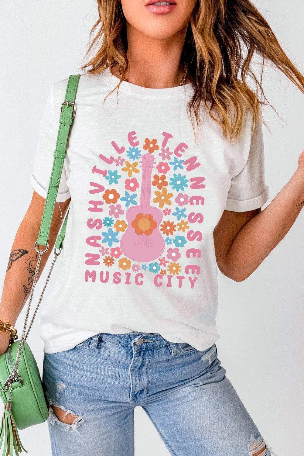 Graphic Round Neck Short Sleeve T-Shirt - Trendsi - Flyclothing LLC
