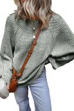 Textured Striped Round Neck Long Sleeve Top - Trendsi - Flyclothing LLC