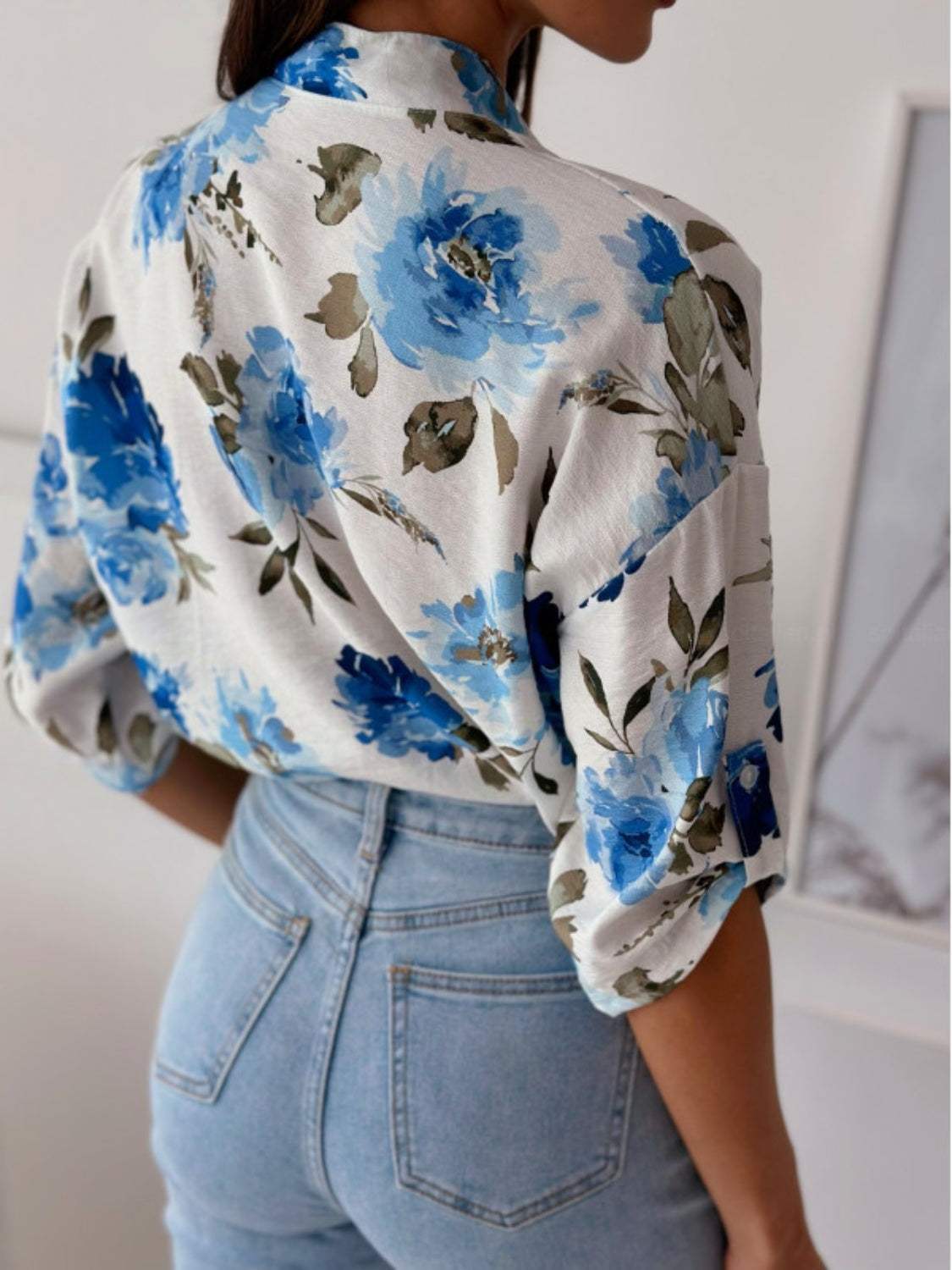 Printed Button Up Half Sleeve Shirt - Trendsi - Flyclothing LLC