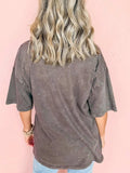 Cheetah Mineral Wash Round Neck Half Sleeve T-Shirt - Trendsi - Flyclothing LLC