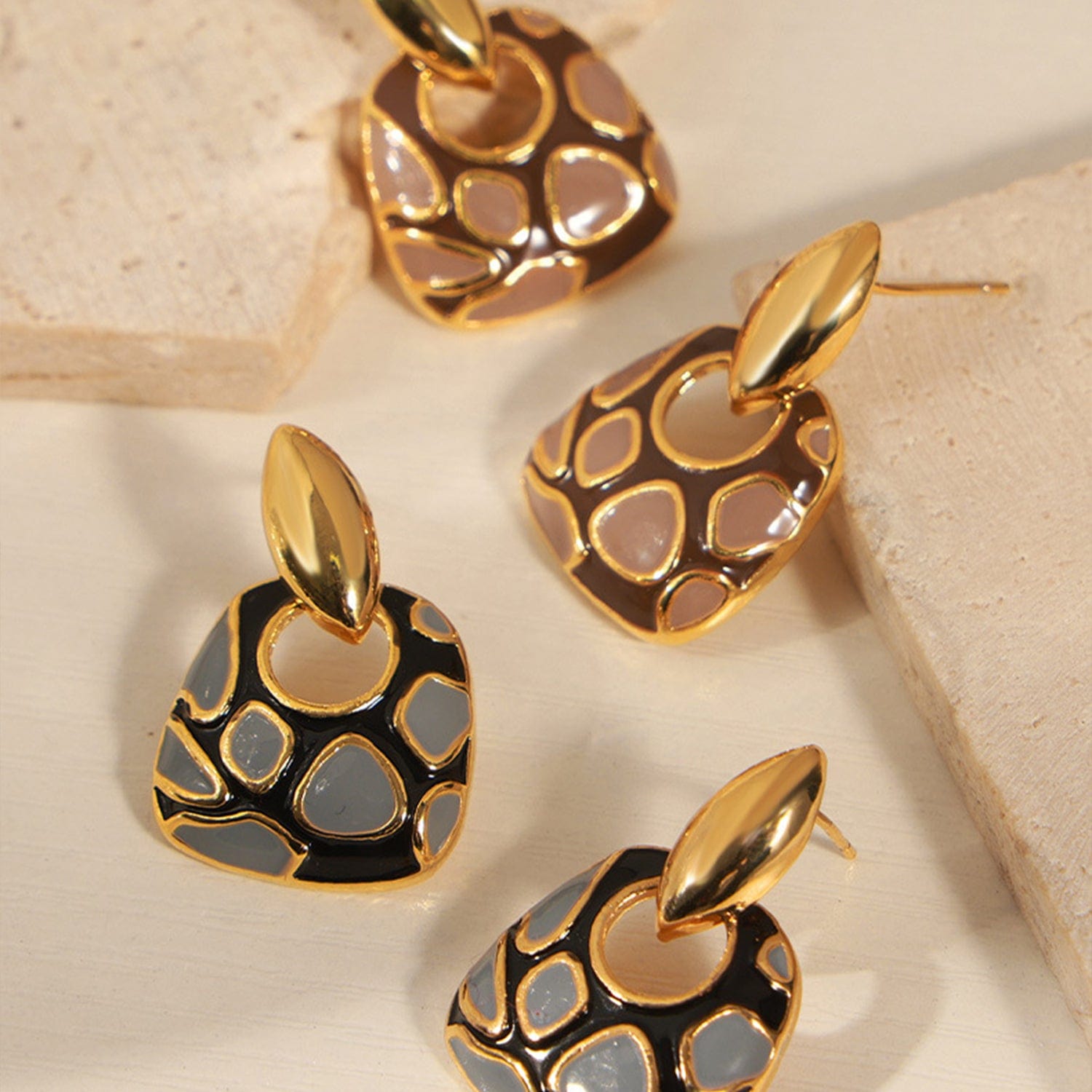 Copper Oil Drip Earrings - Trendsi