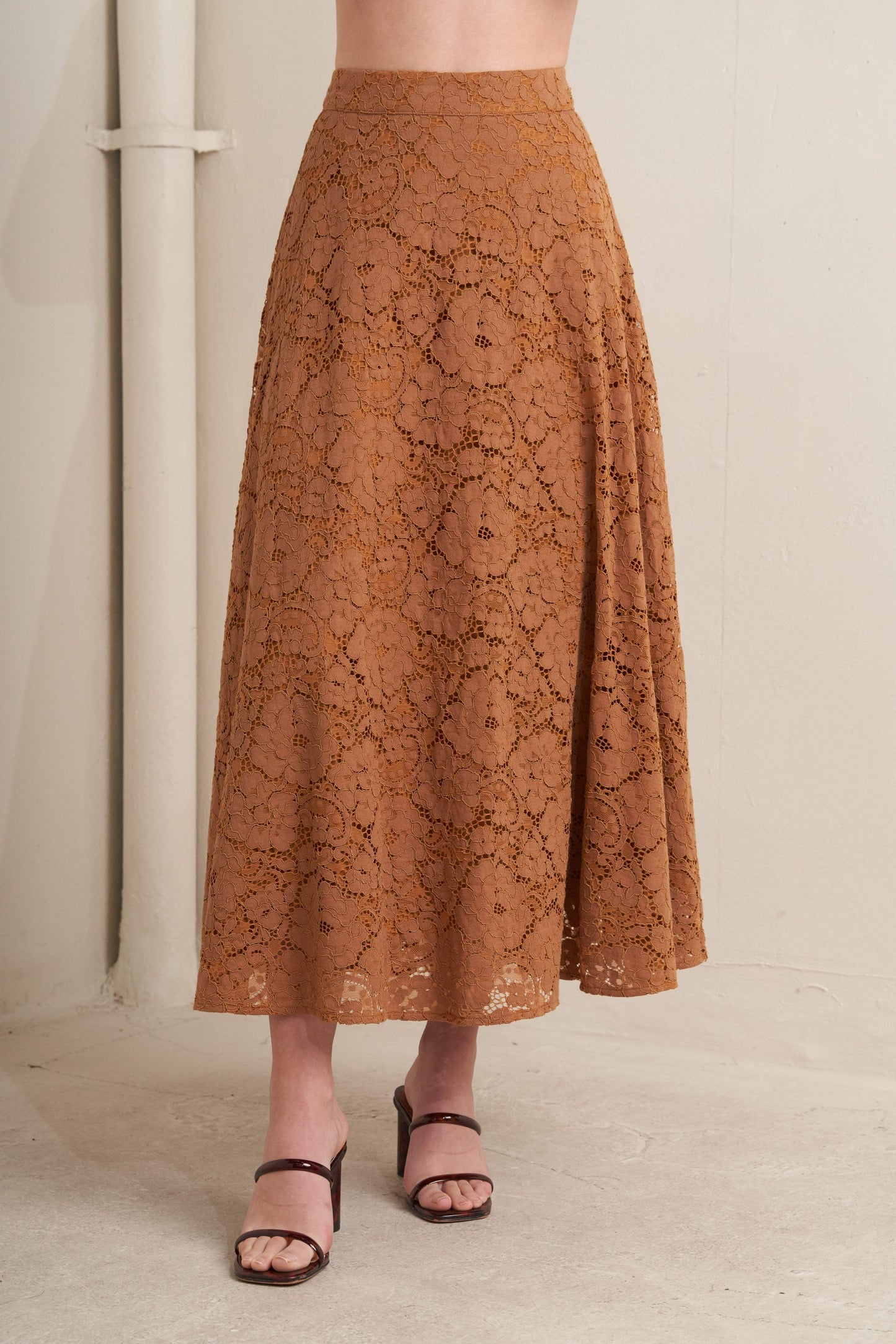 PURELY ROMANTIC WOVEN LACE MIDI SKIRT - Flying Tomato - Flyclothing LLC