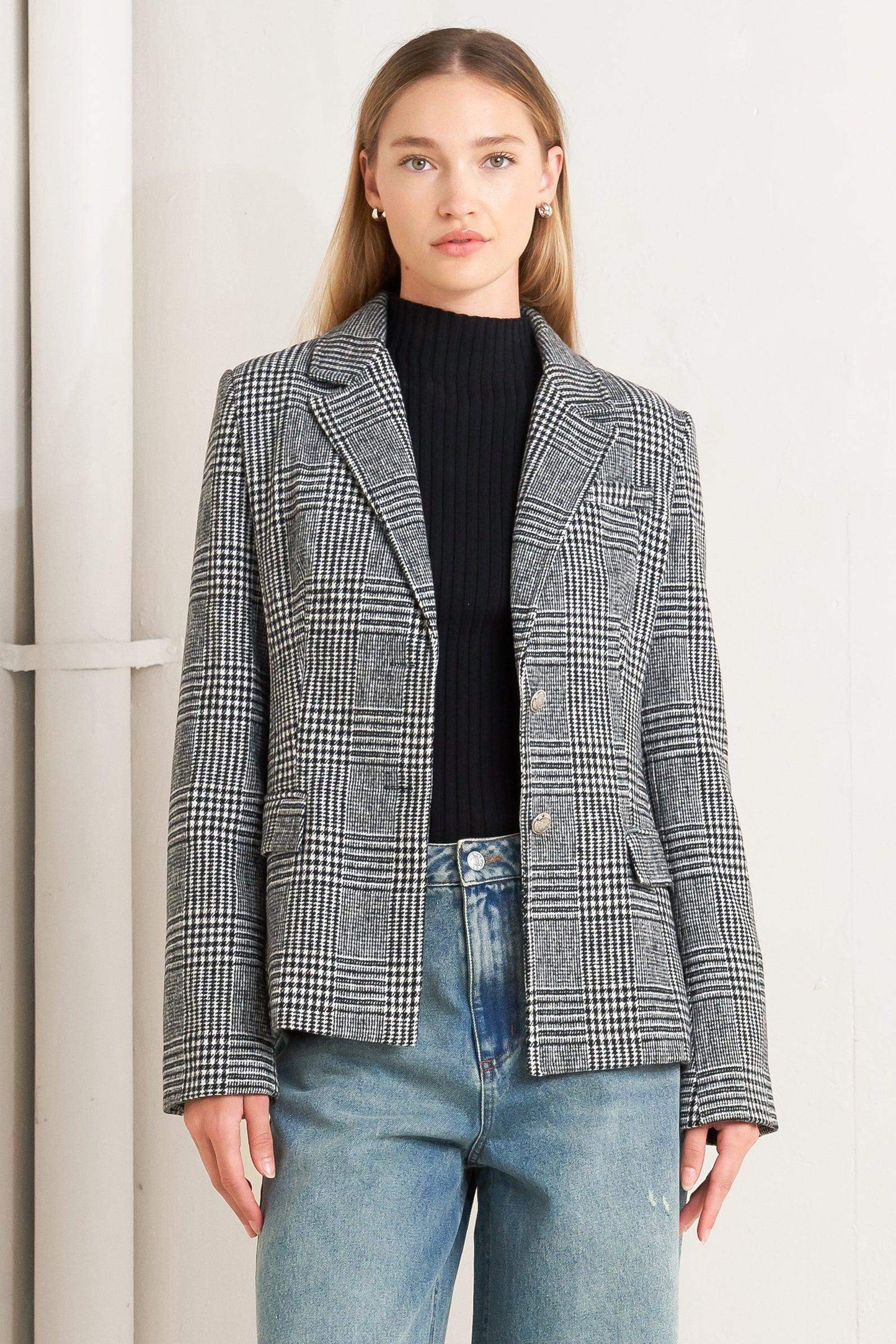 CITY CHECKLINE WOOLEN WOVEN JACKET - Flying Tomato - Flyclothing LLC