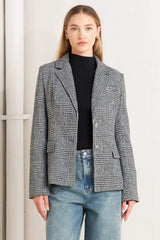 CITY CHECKLINE WOOLEN WOVEN JACKET - Flying Tomato - Flyclothing LLC