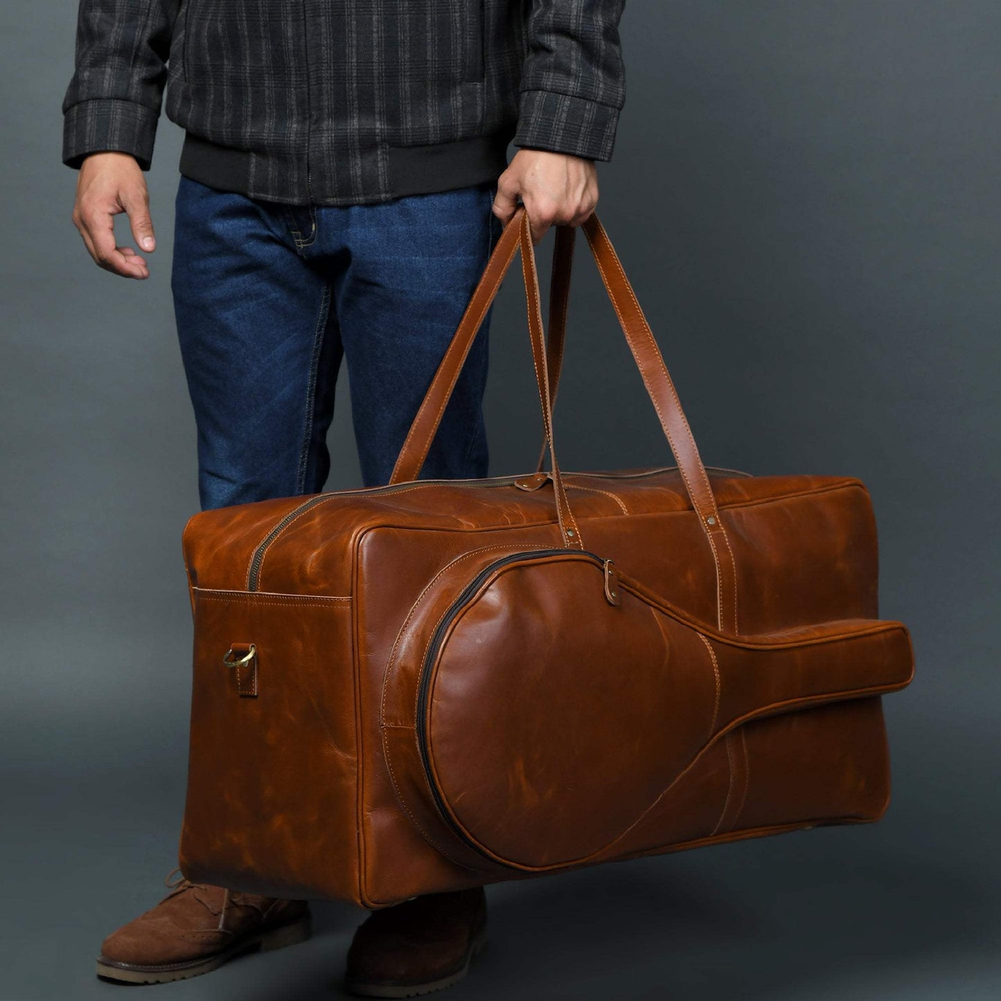 Buffalo Leather Tennis Duffle Bag - Classy Leather Bags - Flyclothing LLC