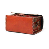 Maroon Mystique Ajrakh Satchel Purse - Classy Leather Bags - Flyclothing LLC