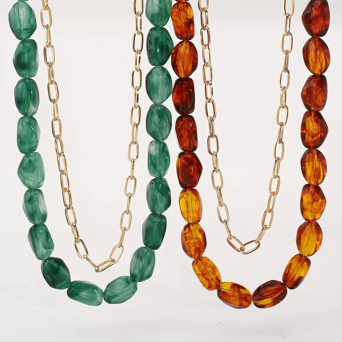 2 Piece Colorful Beaded Chain Necklace - Trendsi - Flyclothing LLC