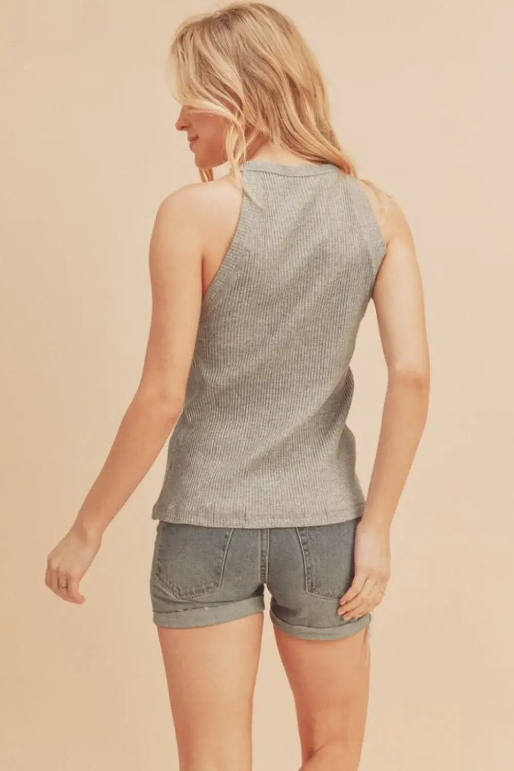 Aemi + Co Ribbed Round Neck Tank - Trendsi - Flyclothing LLC