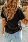 MAMA Rhinestone Letter Round Neck T-Shirt - Trendsi