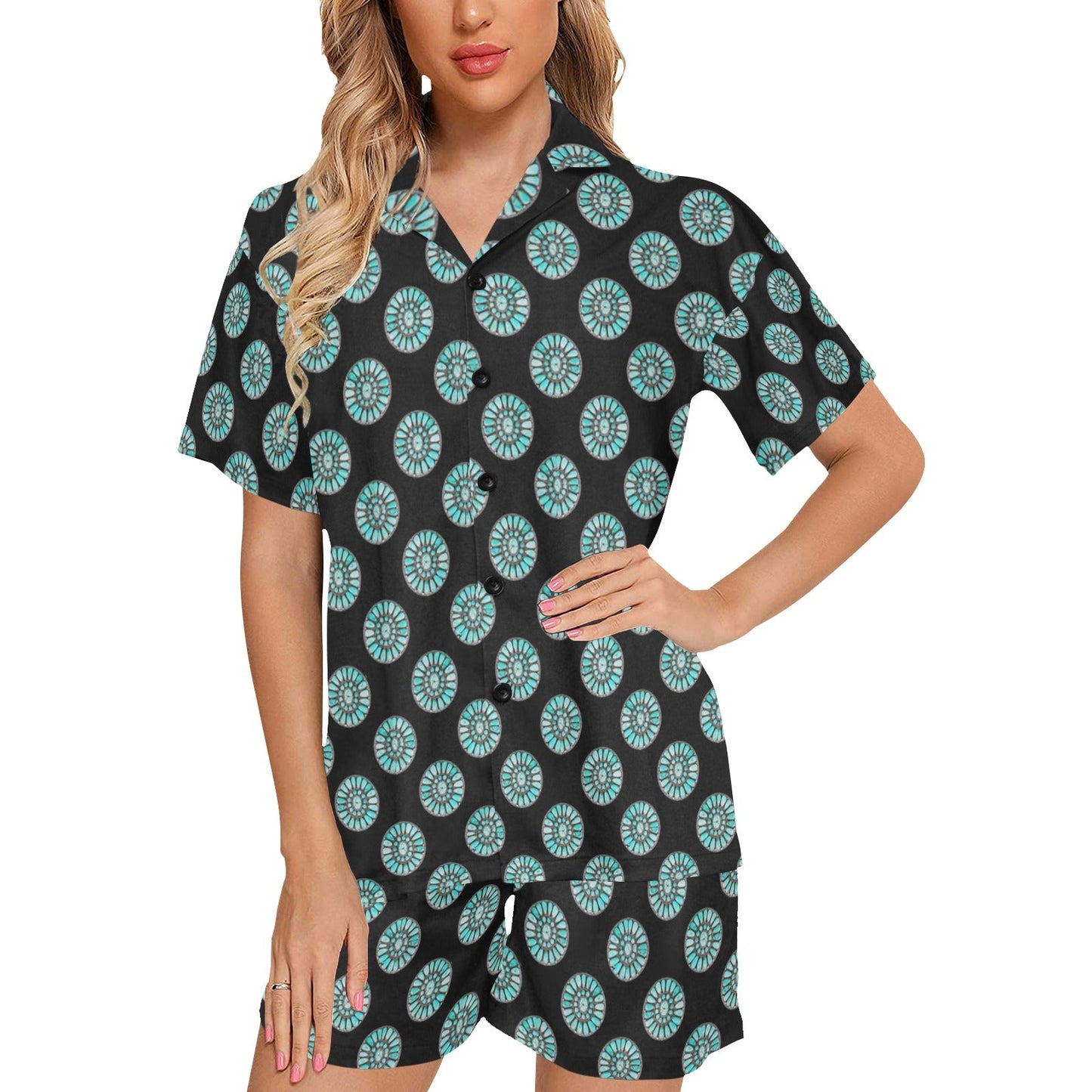 Baha Ranch Turquoise Concho Women's Western Pajama Set