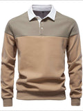 Men's Collared Neck Contrast Long Sleeve Polo - Trendsi - Flyclothing LLC