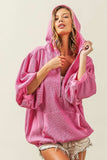 BiBi Waffle-Knit Half Zip Hooded Top - Trendsi - Flyclothing LLC