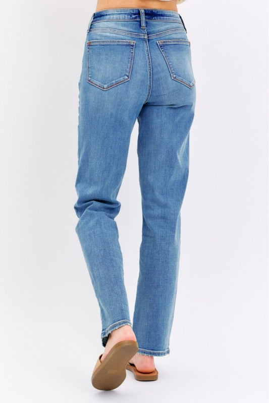 Judy Blue Full Size High Waist Straight Jeans - Trendsi