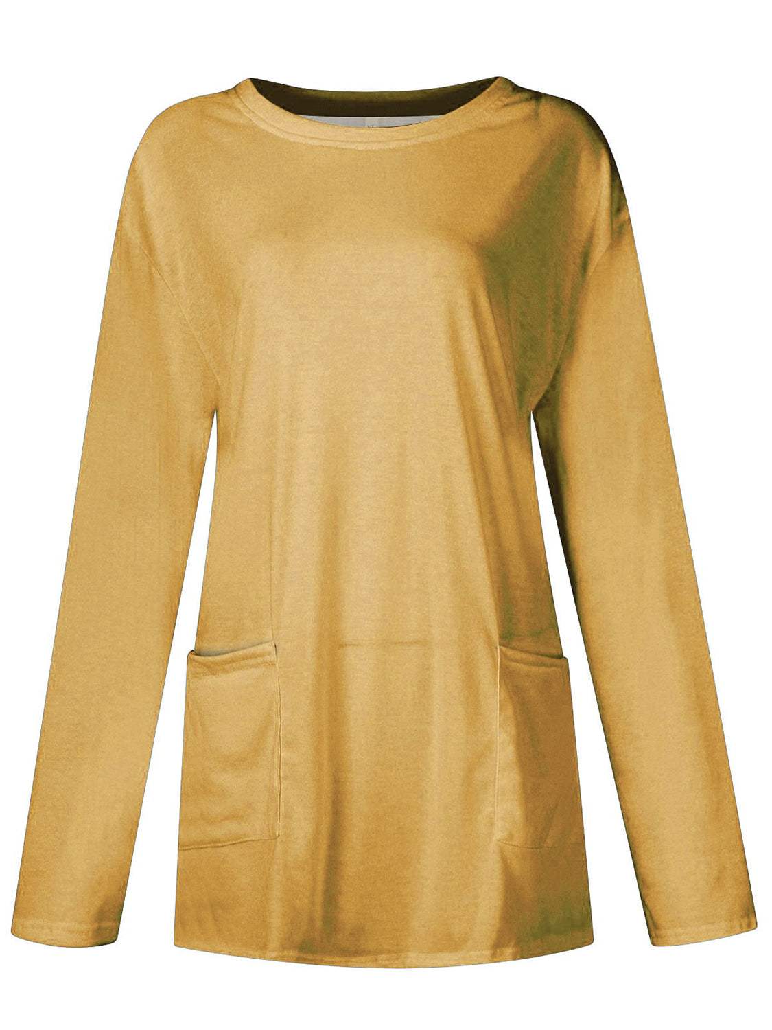 Full Size Pocketed Round Neck Long Sleeve T-Shirt - Trendsi - Flyclothing LLC