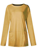 Full Size Pocketed Round Neck Long Sleeve T-Shirt - Trendsi - Flyclothing LLC