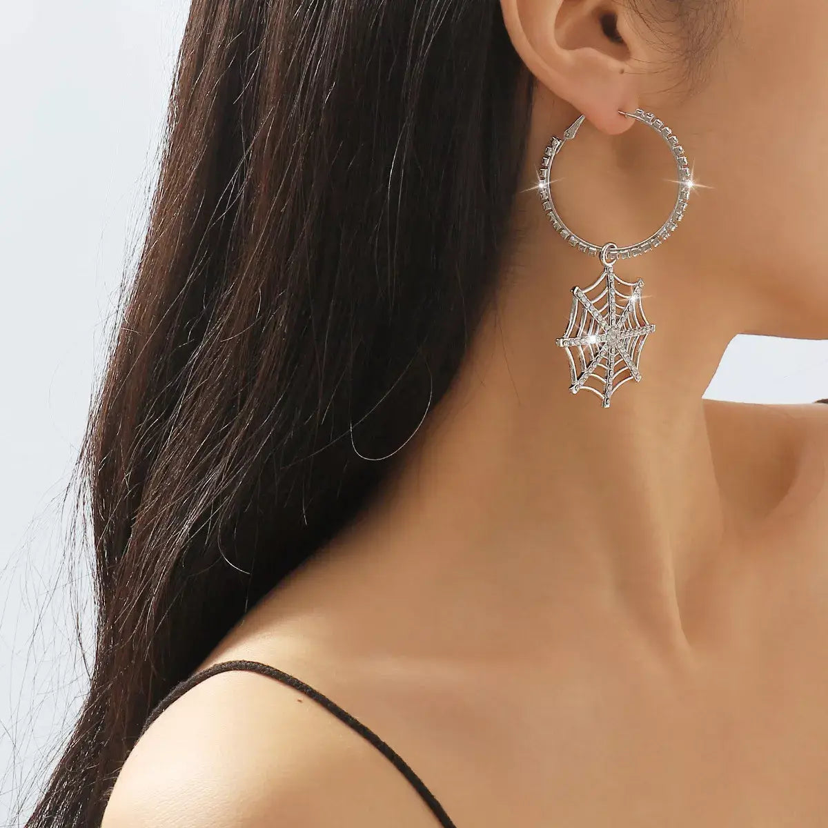 Halloween Spider Web Dangle Hoop Earrings - Trendsi - Flyclothing LLC