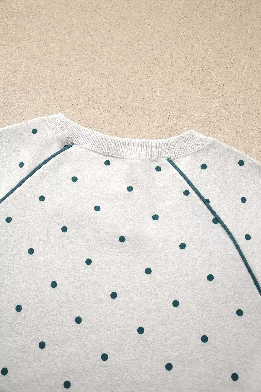 Polka Dot Print Piping Trim 3/4 Sleeve Relaxed Top - Trendsi - Flyclothing LLC