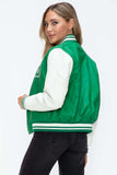 Love Me Now PU Leather Contrast Snap Down Bomber Jacket - Trendsi - Flyclothing LLC
