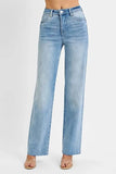 RISEN Tummy Control Rise Straight Jeans - Trendsi