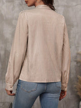 Tied Striped Long Sleeve Blouse - Trendsi - Flyclothing LLC