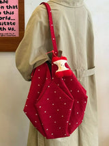 Polka Dot Handbag with Apple Charm - Trendsi - Flyclothing LLC