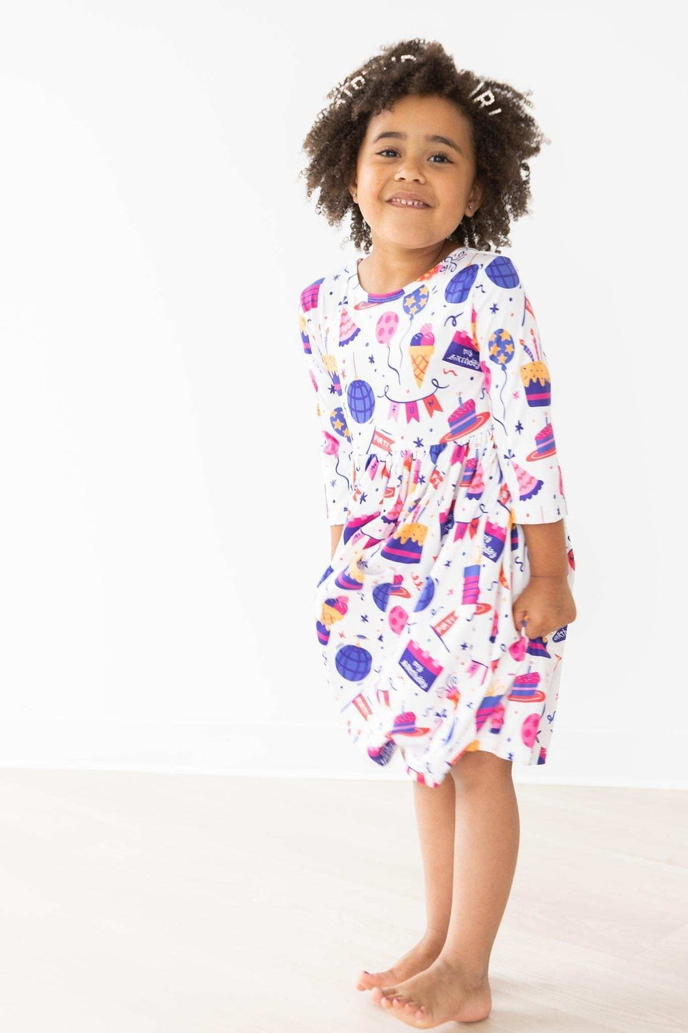 Happy Birthday 3/4 Sleeve Pocket Twirl Dress - Mila & Rose ® - Flyclothing LLC