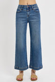 RISEN Full Size High Rise Crop Wide Leg Front Yoke Detail Jeans Plus Size - Trendsi