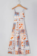 Printed Smocked Back Ricrac Trim Cami Dress - Trendsi - Flyclothing LLC