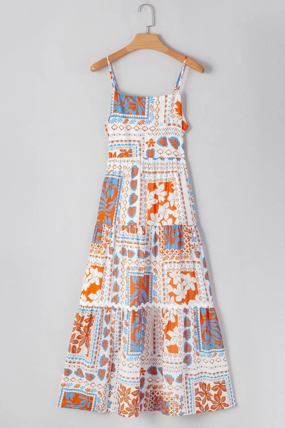 Printed Smocked Back Ricrac Trim Cami Dress - Trendsi - Flyclothing LLC