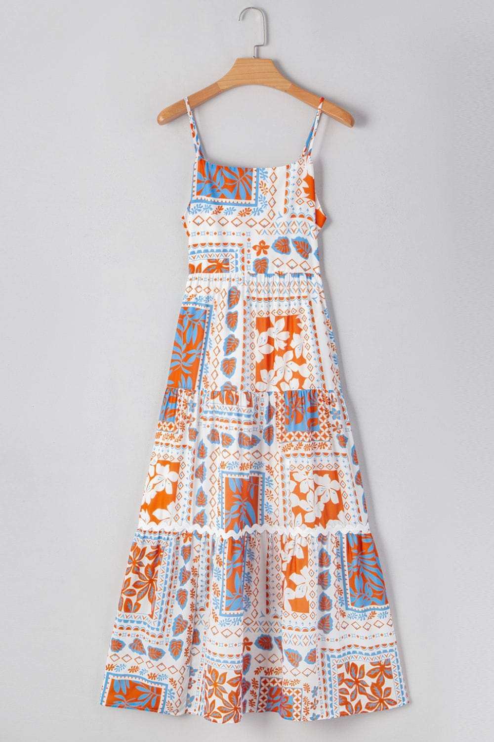 Printed Smocked Back Ricrac Trim Cami Dress - Trendsi - Flyclothing LLC