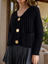 Button Down Long Sleeve Cardigan - Trendsi - Flyclothing LLC