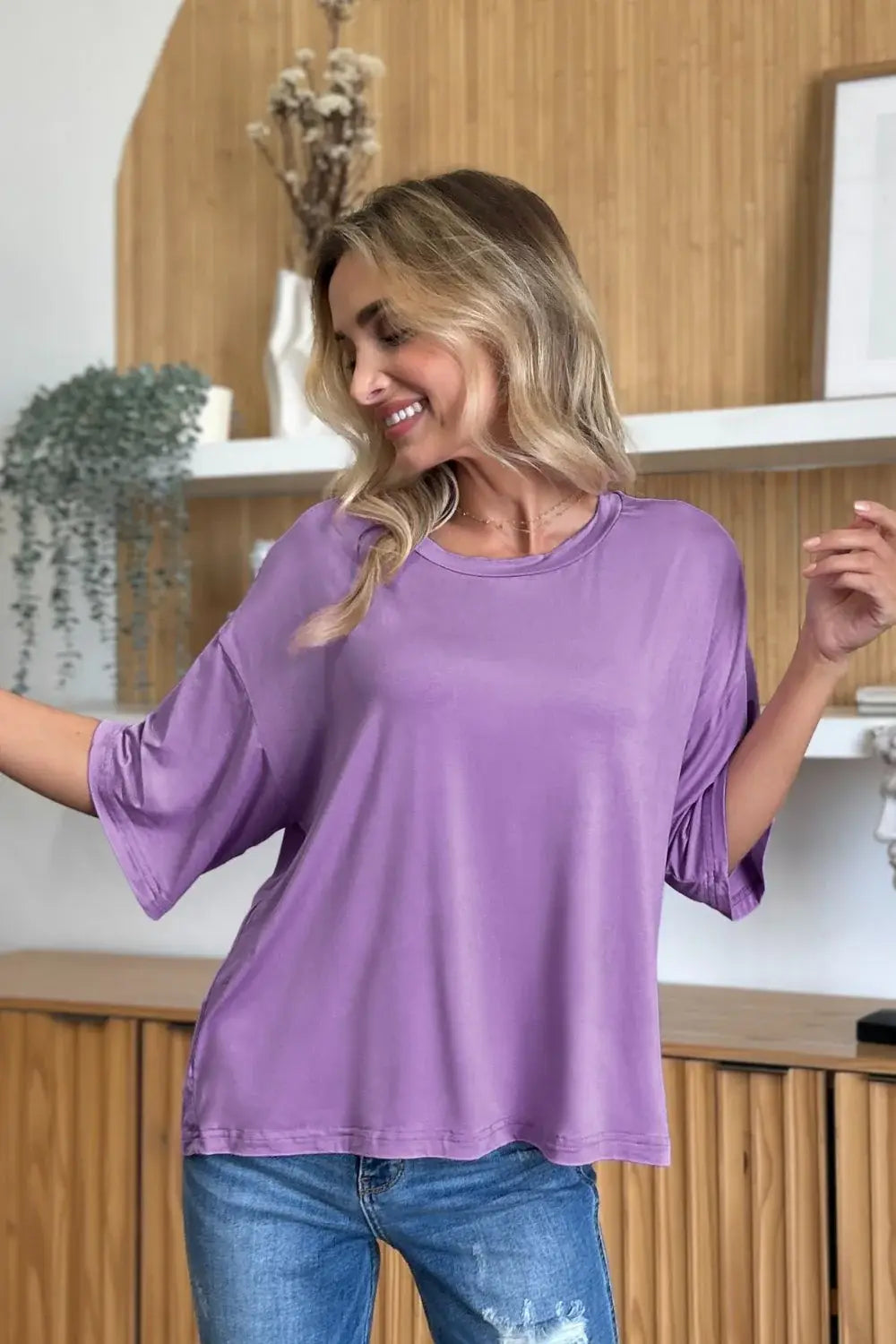 Basic Bae Bamboo Full Size Round Neck Drop Shoulder T-Shirt - ShopBasicbae - Flyclothing LLC