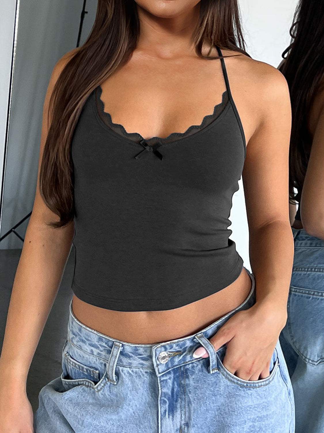 Lace Detail Halter Neck Cami - Trendsi - Flyclothing LLC