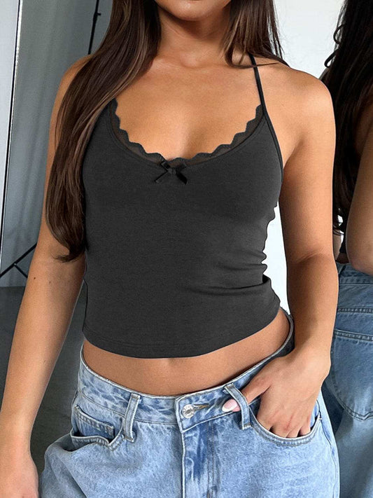 Lace Detail Halter Neck Cami - Trendsi - Flyclothing LLC