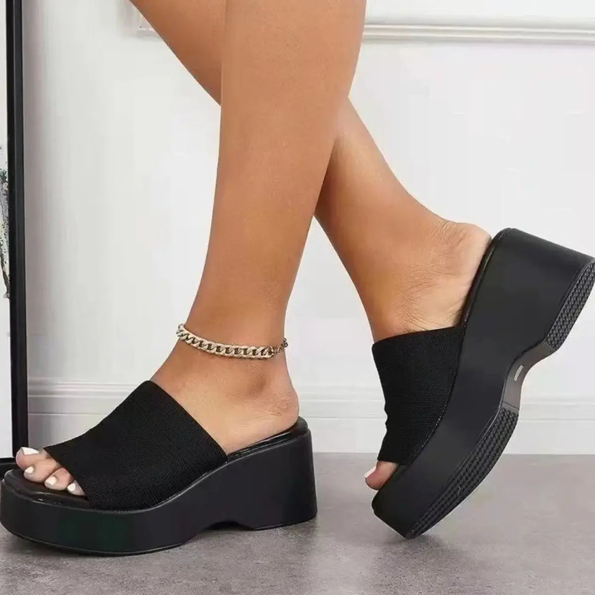 Open Toe Platform Cloth Sandals - Trendsi - Flyclothing LLC
