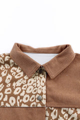 Leopard Button Up Drop Shoulder Jacket - Trendsi - Flyclothing LLC