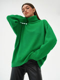 Turtleneck Long Sleeve Sweater - Trendsi