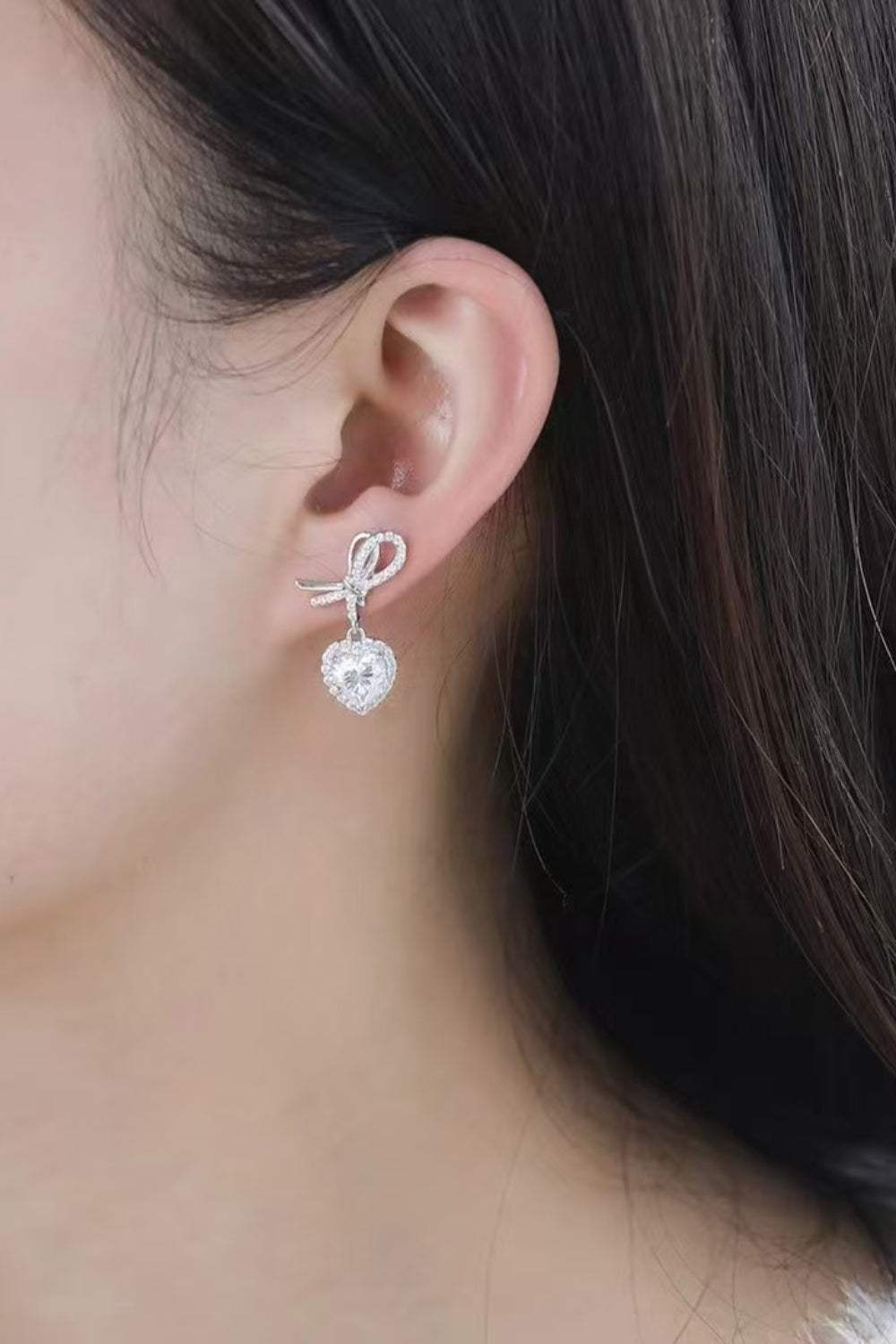 2 Carat Moissanite 925 Sterling Silver Heart Earrings - Trendsi - Flyclothing LLC