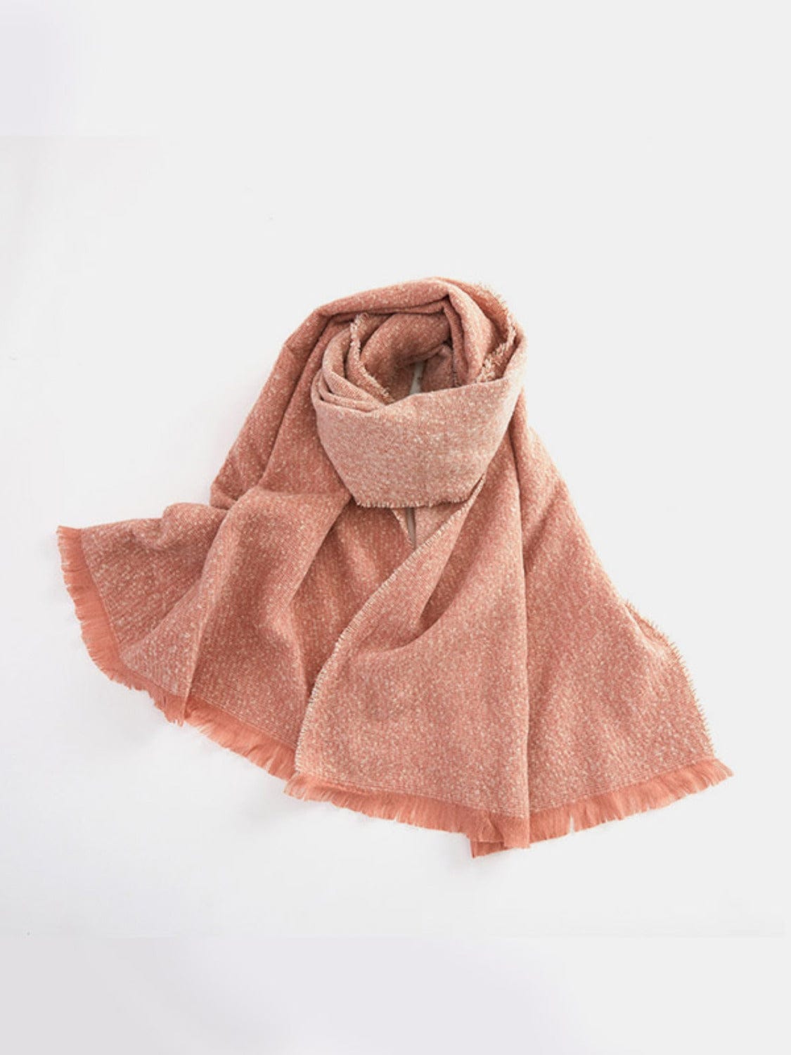 Raw Hem Heathered Polyester Scarf - Trendsi