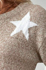 Star Round Neck Dropped Shoulder Sweater - Trendsi - Flyclothing LLC