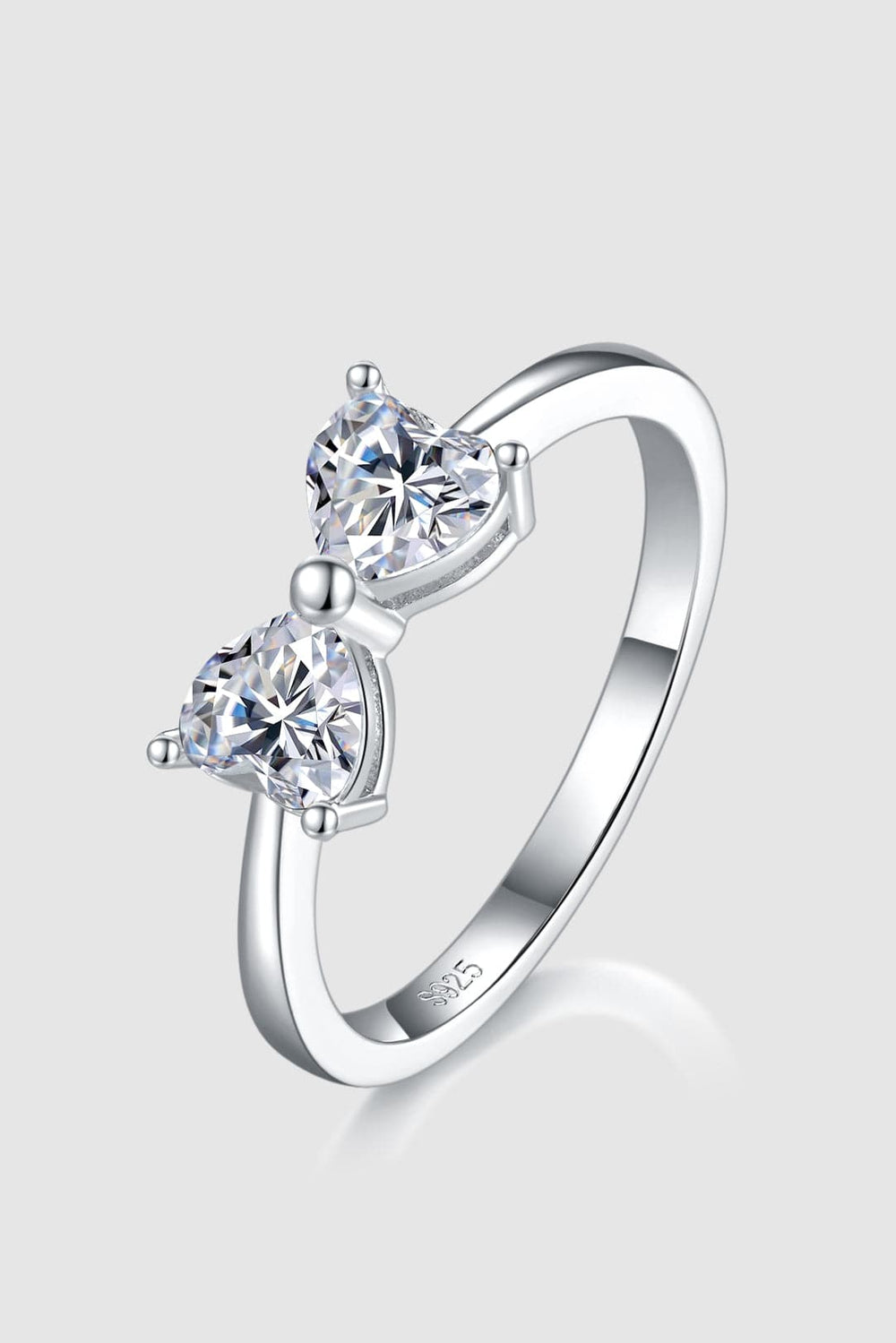 1 Carat Moissanite 925 Sterling Silver Bow Ring - Trendsi